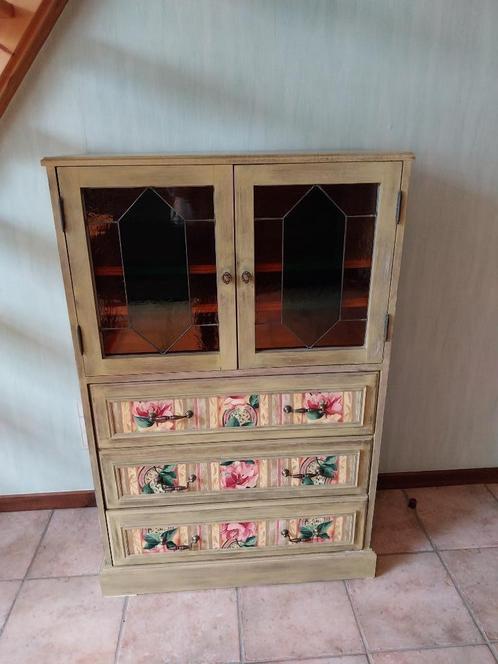 kast, Huis en Inrichting, Kasten | Ladekasten, Gebruikt, 100 tot 150 cm, 50 tot 100 cm, 25 tot 50 cm, Overige houtsoorten, Glas
