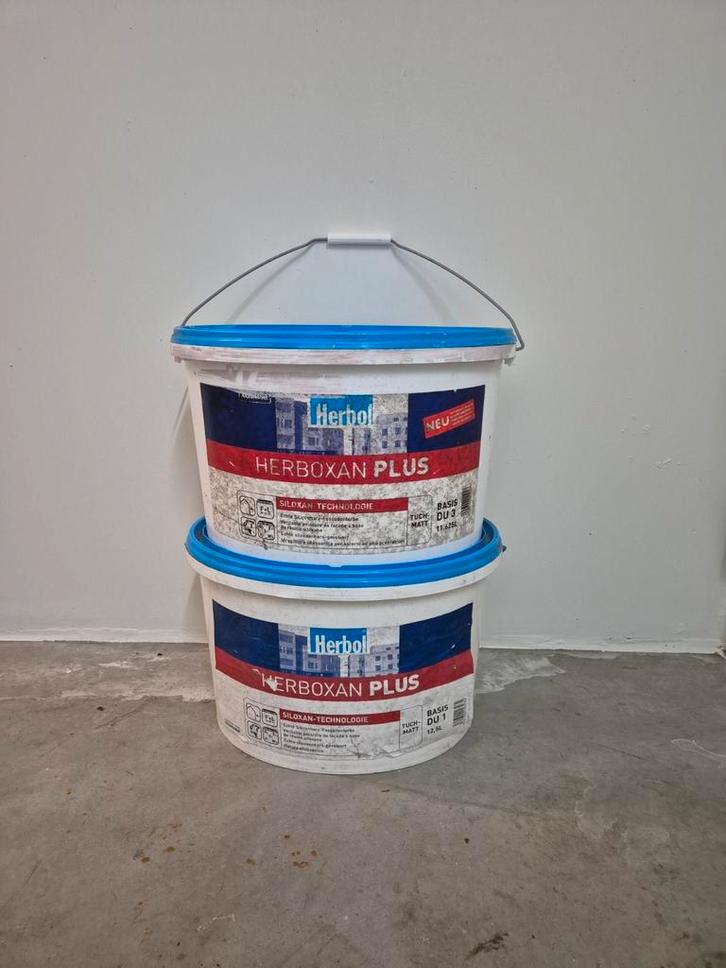 Gevelverf Herbol Herboxan Plus – wit – 2 emmers van 12,5L, Doe-het-zelf en Bouw, Verf, Beits en Lak, Wit, Ophalen of Verzenden