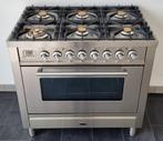 ️️☘️️Luxe Fornuis Boretti 90 cm rvs 6 pits 1 grote oven, 60 cm of meer, 5 kookzones of meer, Vrijstaand, 90 tot 95 cm