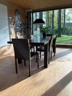 Tafel en 6 met leer overtrokken stoelen|gratis oop te halen, Huis en Inrichting, Ophalen