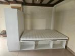 Bed met ingebouwde kast 140 - 200 cm, Huis en Inrichting, Slaapkamer | Bedden, Ophalen, Gebruikt, Wit, Tweepersoons