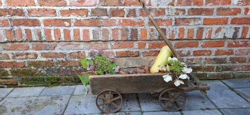 Antieke houten kar - kleine bolderkar - oude trekwagen, Antiek en Kunst, Curiosa en Brocante, Ophalen of Verzenden