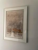 Kunst werk  afgewerkt met vlas, Antiek en Kunst, Ophalen
