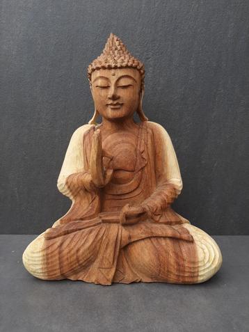 Bouddha en bois/Vitarka Mudra/Asie