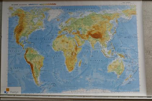 Wereldreliëfkaart natuurkundige kaart poster, Boeken, Atlassen en Landkaarten, Zo goed als nieuw, Overige typen, Wereld, Ophalen of Verzenden