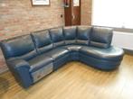 Hoeksalon in blauw leder., Huis en Inrichting, Zetels | Complete zithoeken, Ophalen, Leer