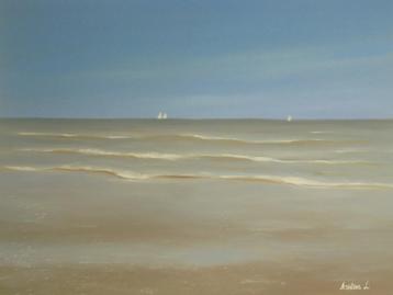 olieschilderij Belgische Noordzee kust (60x80cm) beschikbaar voor biedingen