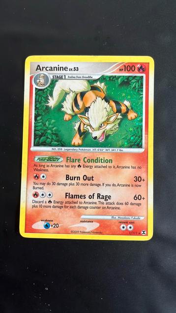 Pokemonkaart, Naam: Arcanine, Serienummer: 1/111. beschikbaar voor biedingen