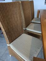 6 rieten stoelen, Huis en Inrichting, Stoelen, Ophalen, Gebruikt, Bruin, Riet of Rotan