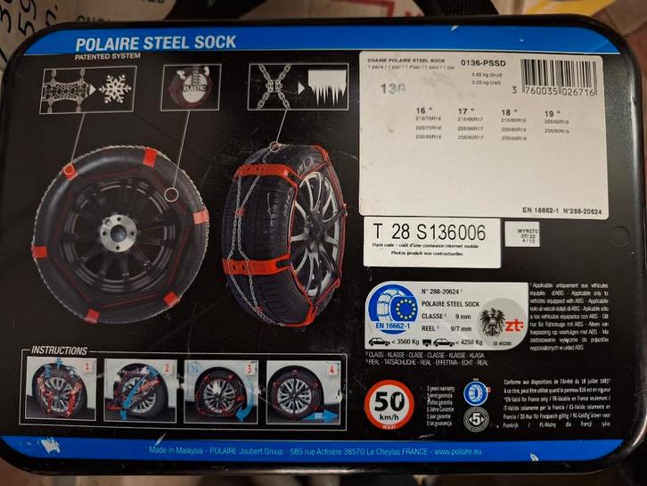 Sneeuwkettingen Polaire Steel Sock 0136-PSSD, Auto diversen, Sneeuwkettingen, Nieuw, Ophalen