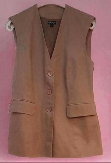 ✨️TRIANGLE Linnen Gevoerd Gilet  - Maat 36 - Nieuwstaat✨️✨️, Kleding | Dames, Jasjes, Kostuums en Pakken, Triangle, Bruin, Nieuw
