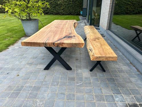 boomstam meubels,tuintafel, bank, terrasmeubel, hoge tafel,, Tuin en Terras, Tuintafels, Nieuw, Hout, Ophalen of Verzenden