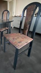 Eetkamerstoelen - hoge leuning - ebbenhout/stof - 4stuks, Enlèvement ou Envoi, Tissus