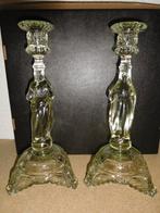 2 glazen kandelaars van de Maagd Maria en Jezus, Antiek en Kunst, Ophalen of Verzenden