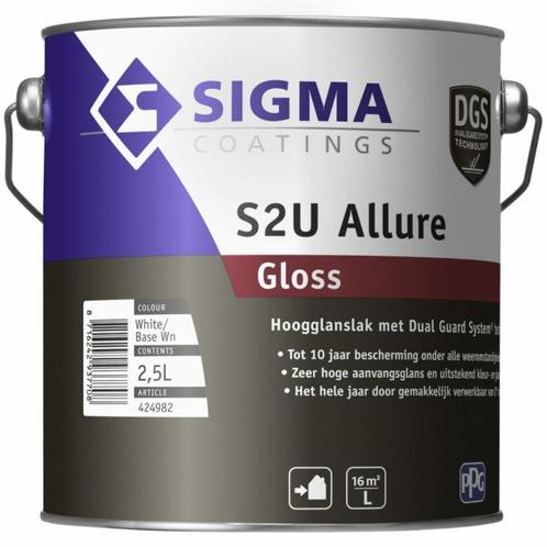 Sigma S2U Allure Gloss - 2,5 liter - WIT, Bricolage & Construction, Peinture, Vernis & Laque, Neuf, Peinture, Moins de 5 litres