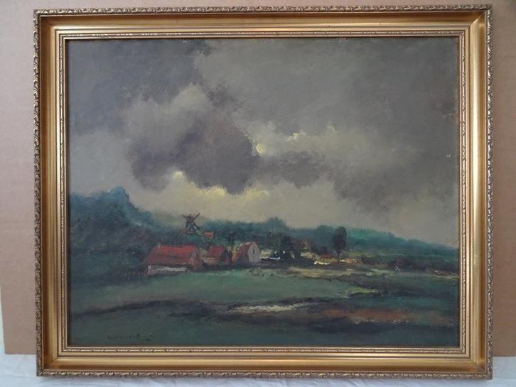 Groot schilderij Bert van den Broeck 64x52cm 1954 Afhalen129, Antiek en Kunst, Kunst | Schilderijen | Modern, Ophalen of Verzenden