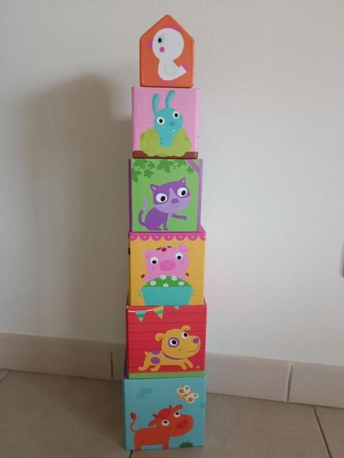 6 mooi versierde kartonnen blokjes om te stapelen of in elka, Kinderen en Baby's, Speelgoed | Bouwstenen, Zo goed als nieuw, Overige merken
