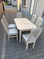 Vol houten eettafel, Huis en Inrichting, Tafels | Eettafels, Ophalen, Gebruikt, Vijf personen of meer, Rechthoekig