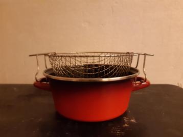 Rode retro frituurpan, Electroménager, Friteuses, Enlèvement ou Envoi, Comme neuf, Pan intérieur amovible