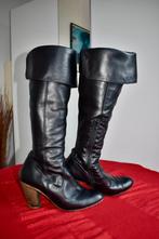 Lange Zwarte Leren Dameslaarzen - 40, Kleding | Dames, Hoge laarzen, Zwart, Ophalen of Verzenden, Onbekend