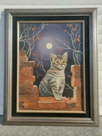 huile sur toile chat signe marie batardy