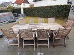 Plantation teak 8 persoons tuintafel met kussens np 4995€, Ophalen, Inox, Stoel