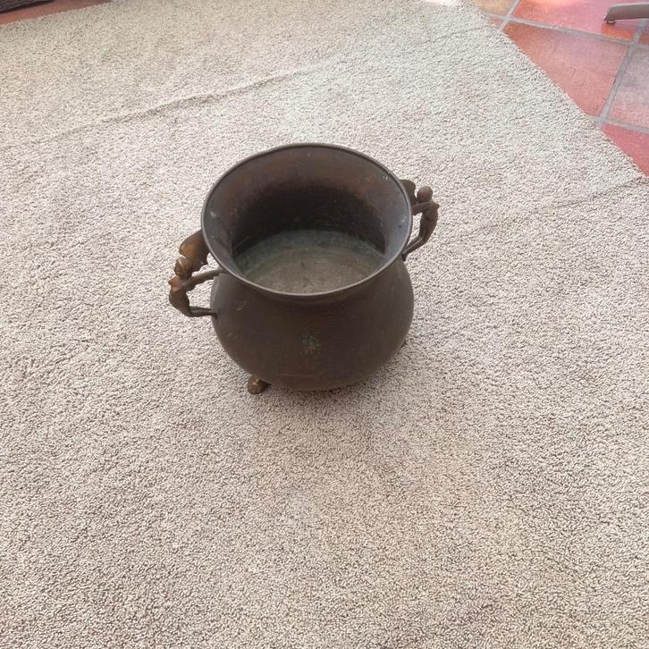 Antieke koperen pot met engelhandvatten, Antiek en Kunst, Antiek | Brons en Koper, Koper, Ophalen