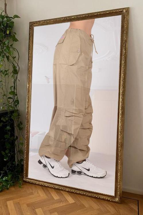6 Nieuwe Baggy Parachute broeken Beige -80885, Kleding | Dames, Broeken en Pantalons, Nieuw, Maat 36 (S), Beige, Lang, Verzenden
