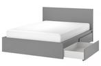 Malm bed + nachtkastje, Huis en Inrichting, Ophalen, Gebruikt, 200 cm, Grijs