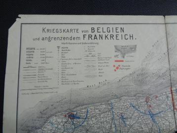 WO 1 Duitse kaart , Westelijk front met Westhoek 