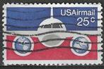 USA 1976 - Yvert 83PA - Gestyleerd vliegtuig - 25 c. (ST), Postzegels en Munten, Postzegels | Amerika, Verzenden, Gestempeld