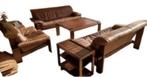 Vintage Musterring woonkamer set 3+2+1+ salontafel leer, 250 tot 300 cm, Vintage, Zo goed als nieuw, Rechte bank