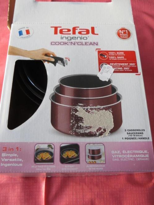 Tefal Ingenio - 3 nieuwe pannen - hoog - Steelpan, Huis en Inrichting, Keuken | Potten en Pannen, Nieuw, Kookpan of Snelkookpan
