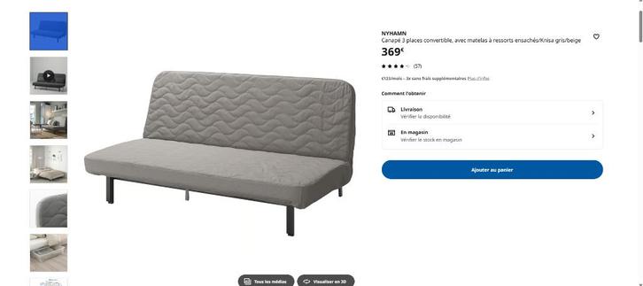 Fauteuil Clic Clac - Canapé lit - Largeur 140 cm, Huis en Inrichting, Slaapkamer | Slaapbanken, Gebruikt, 140 cm, 200 cm, Grijs