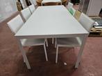 Eettafel met 6 stoelen , alles wit, Ophalen, Overige materialen, 50 tot 100 cm, Zo goed als nieuw