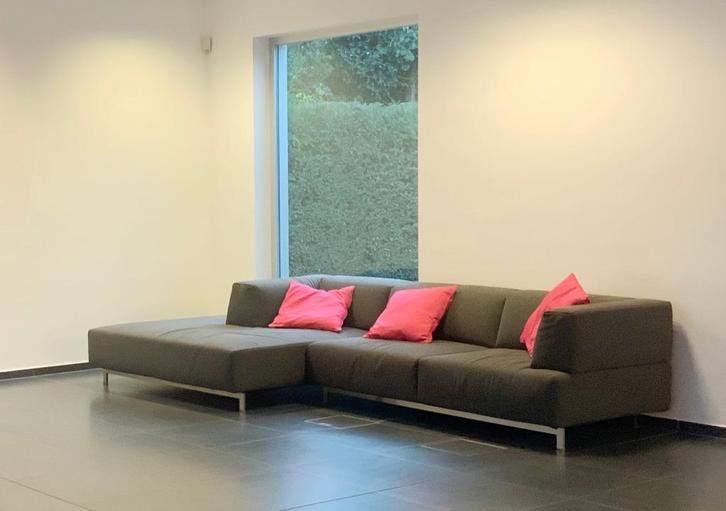 Lounge zetel, Huis en Inrichting, Zetels | Complete zithoeken, Gebruikt, Metaal, Stof, Ophalen