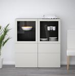 Ikea besta opbergcombinatie / buffetkast (lichtgrijs), Huis en Inrichting, Ophalen, 100 tot 150 cm, Glas, 100 tot 150 cm