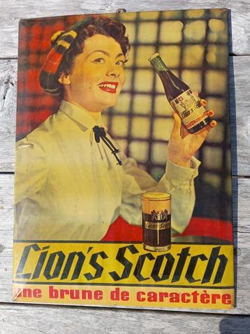 enseigne publicitaire rare pour la bière Lion's Scotch vers 