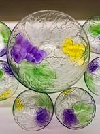 Bol en verre rétro vintage avec vaisselle, Enlèvement ou Envoi