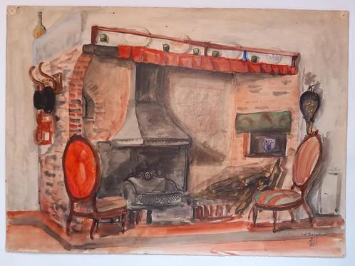 Originele aquarelle Willem Dolphyn, Antiek en Kunst, Kunst | Schilderijen | Klassiek, Verzenden