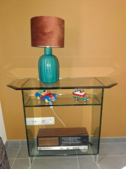 Console de qualité en verre trempé bords biseautés, Huis en Inrichting, Tafels | Sidetables, Gebruikt, Glas, Ophalen