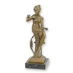 bronzen beeld , vrouw met duif , gesigneerd, Antiek en Kunst, Ophalen of Verzenden