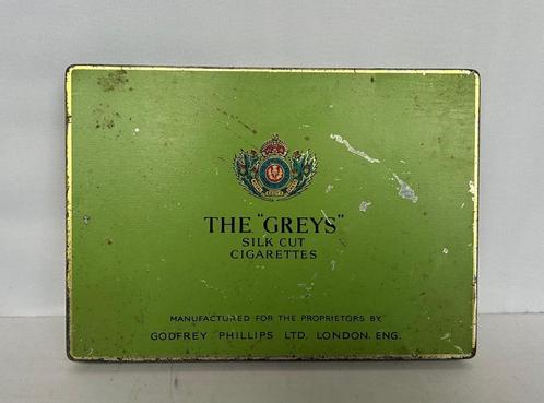 oude blikken sigaretten doos - The Greys silk cut cigarettes, Collections, Boîte en métal, Enlèvement ou Envoi