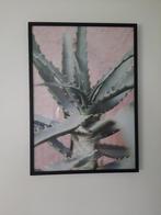 Prachtig schilderij achter glas "Plant on pink", Nieuw, Print, 50 tot 75 cm, 50 tot 75 cm