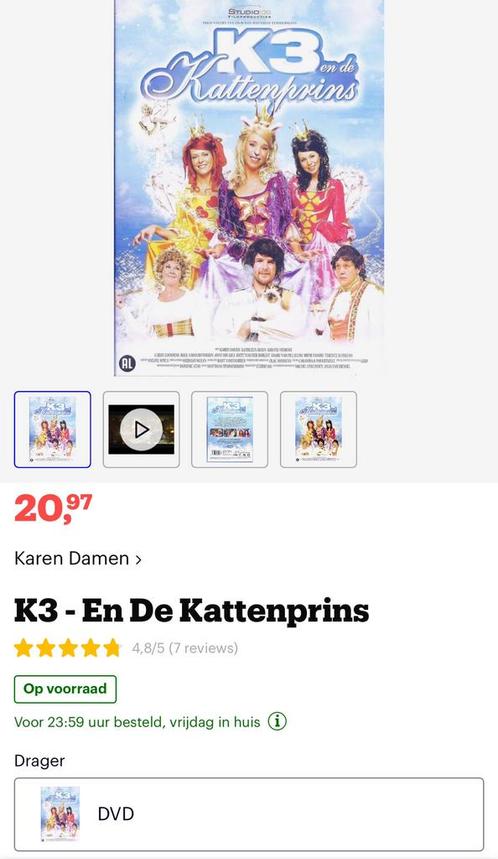 K3 - K3 En De Kattenprins! DVD Van De Volledige Film!, Cd's en Dvd's, Dvd's | Kinderen en Jeugd, Zo goed als nieuw, Film, Komedie