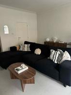 Zwarte stoffen hoekzetel, Huis en Inrichting, Zetels | Zetels, Ophalen, Hoekbank, 300 cm of meer, Zo goed als nieuw
