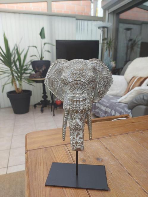 olifantenkop op metalen voet, Antiek en Kunst, Curiosa en Brocante, Ophalen of Verzenden