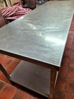 Inox tafel met onderstel 2m, Huis en Inrichting, Ophalen of Verzenden, Gebruikt