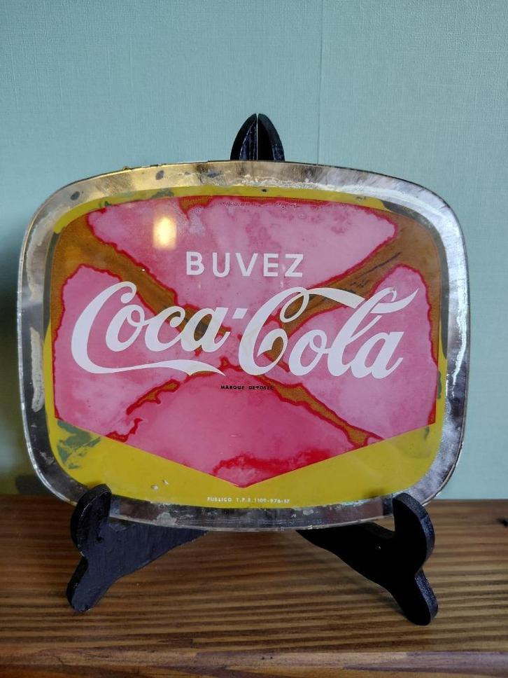 Vintage ovale reclame spiegel Coca-Cola, Verzamelen, Merken en Reclamevoorwerpen, Gebruikt, Reclamebord, Ophalen of Verzenden