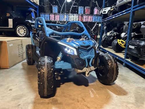 24V CAN-AM Maverick buggy blauw 2 persoons, 4WD- MP4 – leder, Kinderen en Baby's, Speelgoed | Buiten | Voertuigen en Loopfietsen